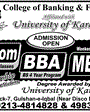 Admission notice for College of Banking & Finance (CBF) Karachi