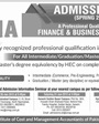 Admission notice for Institute of Cost and Management Accountants of Pakistan (ICMAP) Karachi
