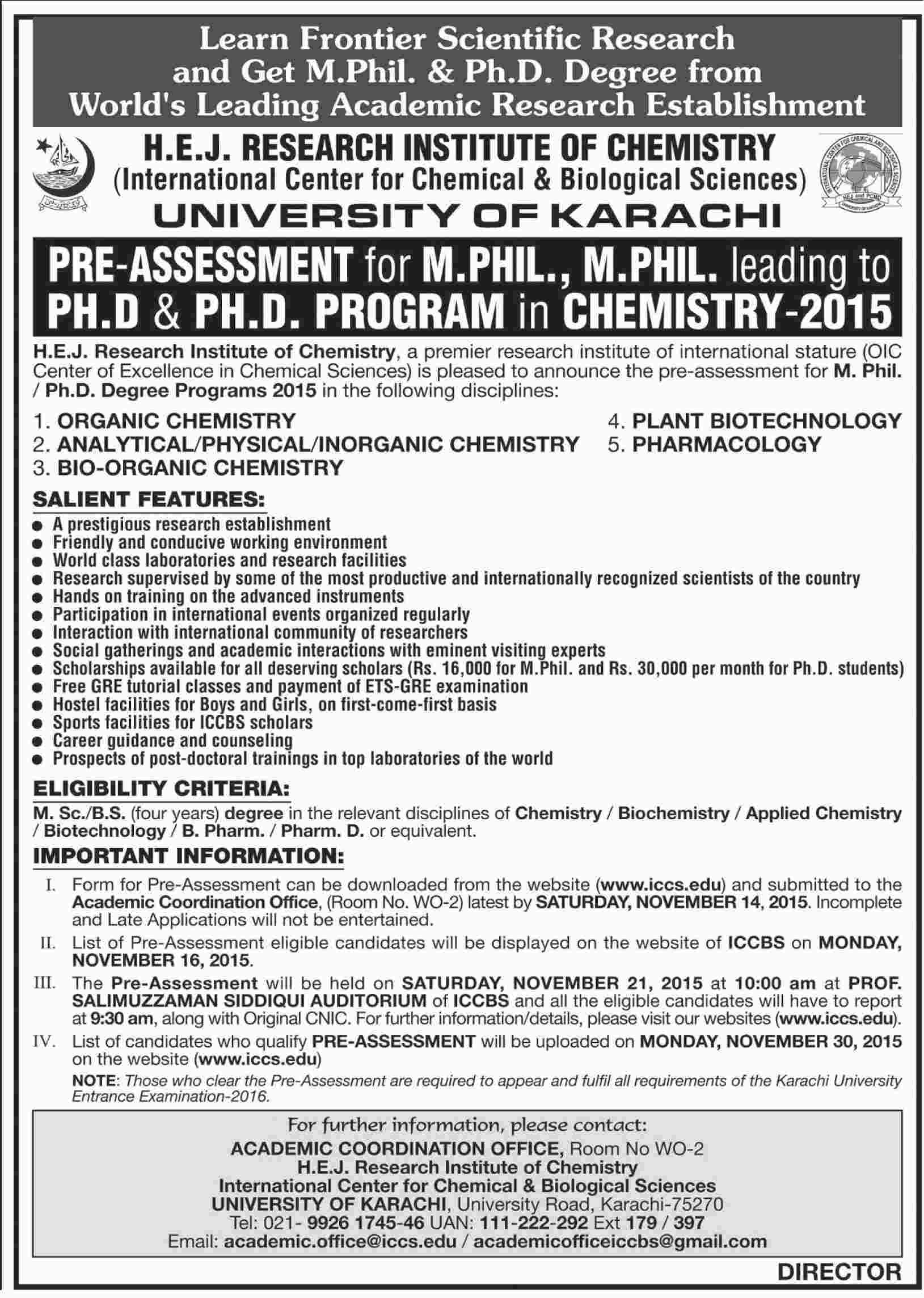 phd chemistry in pakistan