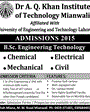 Admission notice for Dr. A. Q. Khan Institute of Technology Mianwali