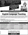 Admission notice for Lahore College For Women University (Lcwu) Lahore