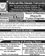Admission notice for Mohi-ud-Din Islamic University Islamabad