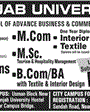Admission notice for School of Advance Business and Commerce, Lahore
