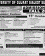 Admission notice for University of Gujrat Sialkot