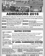 Admission notice for Cadet College Petaro, Jamshoro