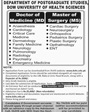 Admission notice for Dow University Of Health Sciences (Duhs) Karachi
