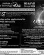 Admission notice for Institute Of Space Technology Islamabad