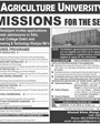 Admission notice for Sindh Agriculture University Tando Jam