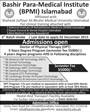 Admission notice for Bashir Medical Institute Islamabad