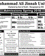 Admission notice for Mohammad Ali Jinnah University Karachi
