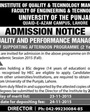 Admission notice for PU Lahore