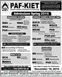 Admission notice for PAF Karachi Institute Of Economics And Technology Karachi