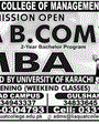 Admission notice for Liaquat College of Management & Sciences, Karachi
