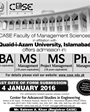Admission notice for Quaid-i-Azam University Islamabad
