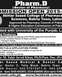 Admission notice for Akhtar Saeed Medical & Dental College Lahore