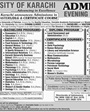 Admission notice for University Of Karachi