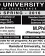 Admission notice for Hamdard University Islamabad