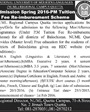 Admission notice for National University of Modern Languages Quetta