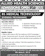 Admission notice for Ziauddin University Karachi