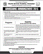 Admission notice for Health Services Academy Islamabad