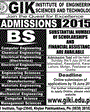 Admission notice for Ghulam Ishaq Khan Institute Of Engineering Sciences And Technology Topi