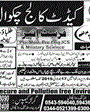 Admission notice for Cadet College Chakwal