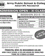 Admission notice for Army Public School and College Rawalpindi