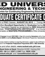 Admission notice for Ned University Of Engineering & Technology Karachi