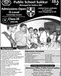 Admission notice for Public School Sukkur