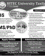 Admission notice for Hitec University Taxila