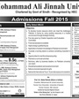 Admission notice for Mohammad Ali Jinnah University Karachi