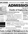 Admission notice for Army Public College of Management and Sciences APCOMS Rawalpindi