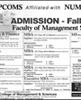 Admission notice for Army Public College of Management and Sciences APCOMS Rawalpindi