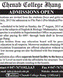 Admission notice for Chenab College Jhang