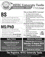 Admission notice for Hitec University Taxila
