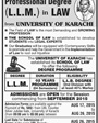 Admission notice for University Of Karachi