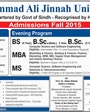 Admission notice for Mohammad Ali Jinnah University Karachi