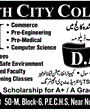 Admission notice for South City Degree College, Karachi