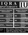 Admission notice for Iqra University Karachi