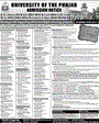 Admission notice for PU Lahore