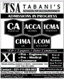 Admission notice for Tabani S School Of Accountancy (Tsa), Karachi