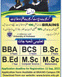 Admission notice for Brains Institute Peshawar
