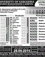 Admission notice for University Of Sargodha Mandi Bahauddin Campus