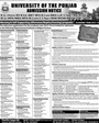 Admission notice for PU Lahore