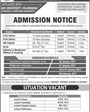 Admission notice for Bilquis College of Education for Women PAF Chaklala Rawalpindi