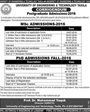 Admission notice for University Of Engineering And Technology, Taxila