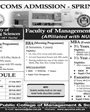Admission notice for Army Public College of Management and Sciences APCOMS Rawalpindi