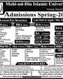 Admission notice for Mohi-ud-Din Islamic University Islamabad