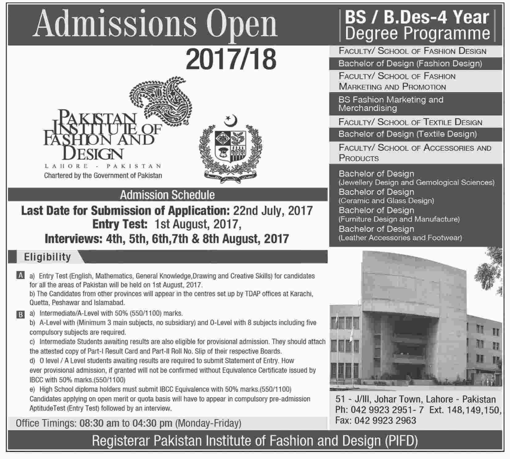 Admission In Pakistan Institute Of Fashion And Design Lahore 17 with Institute Of Fashion And Design