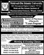 Admission notice for Mohi-ud-Din Islamic University Islamabad